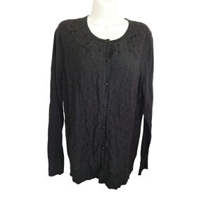 Merona Womens XXL Black Lace Cardigan Witchy Granny Officecore